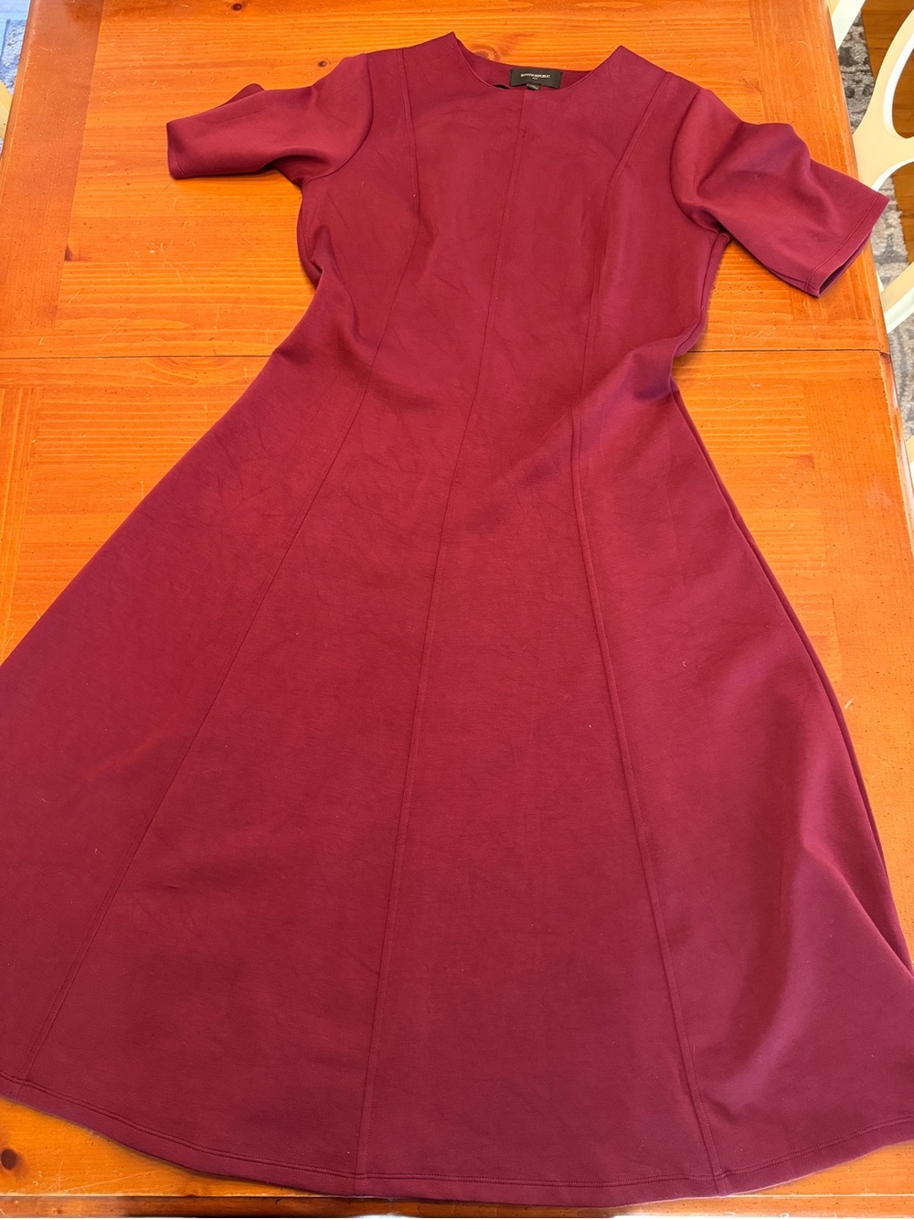 Banana Republic Burgundy Midi Fit-and-Flare Dress